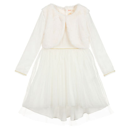 女童象牙白薄纱连衣裙