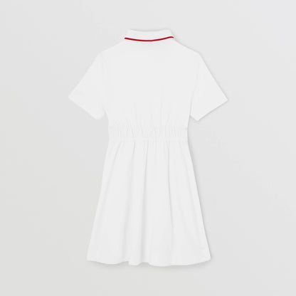 女童白色Logo棉连衣裙