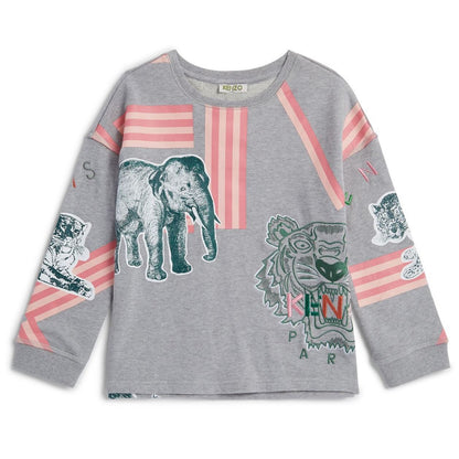 Girls Grey Printing Cotton Sweatshirt