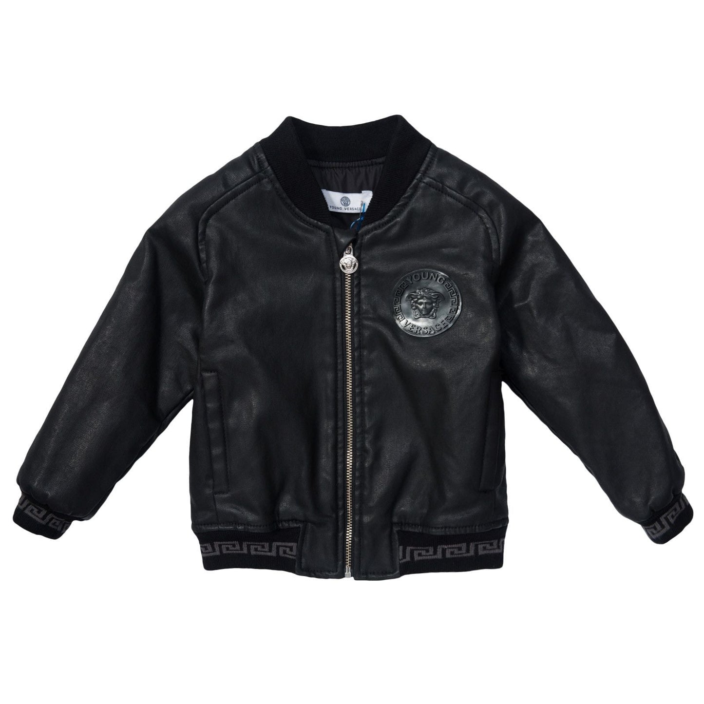 Baby Boys Black Synthetic Leather Jacket