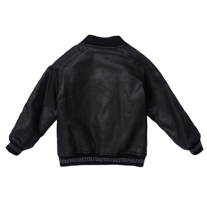 Baby Boys Black Synthetic Leather Jacket