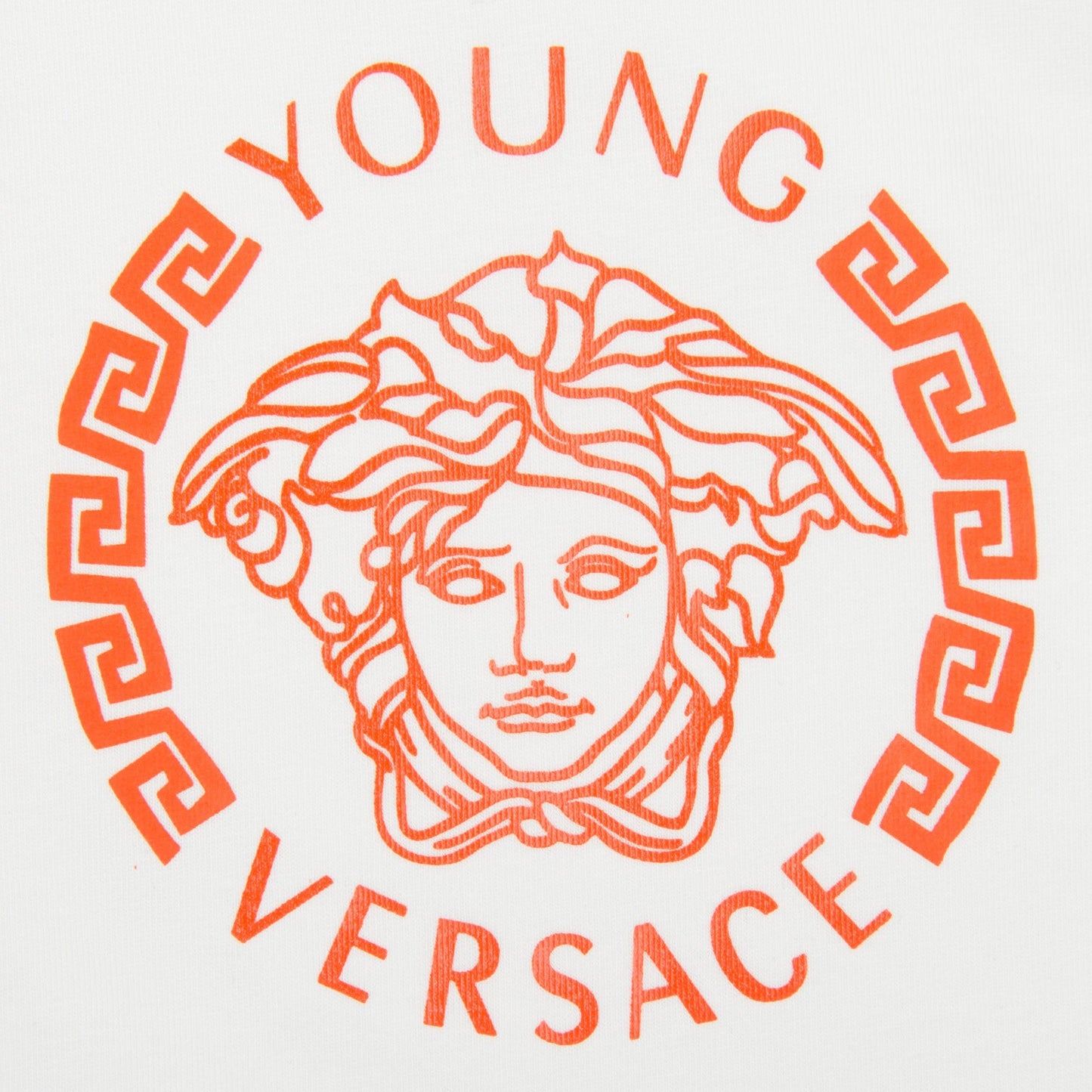 Baby Boys Ivory T-Shirt With Orange Medusa Logo