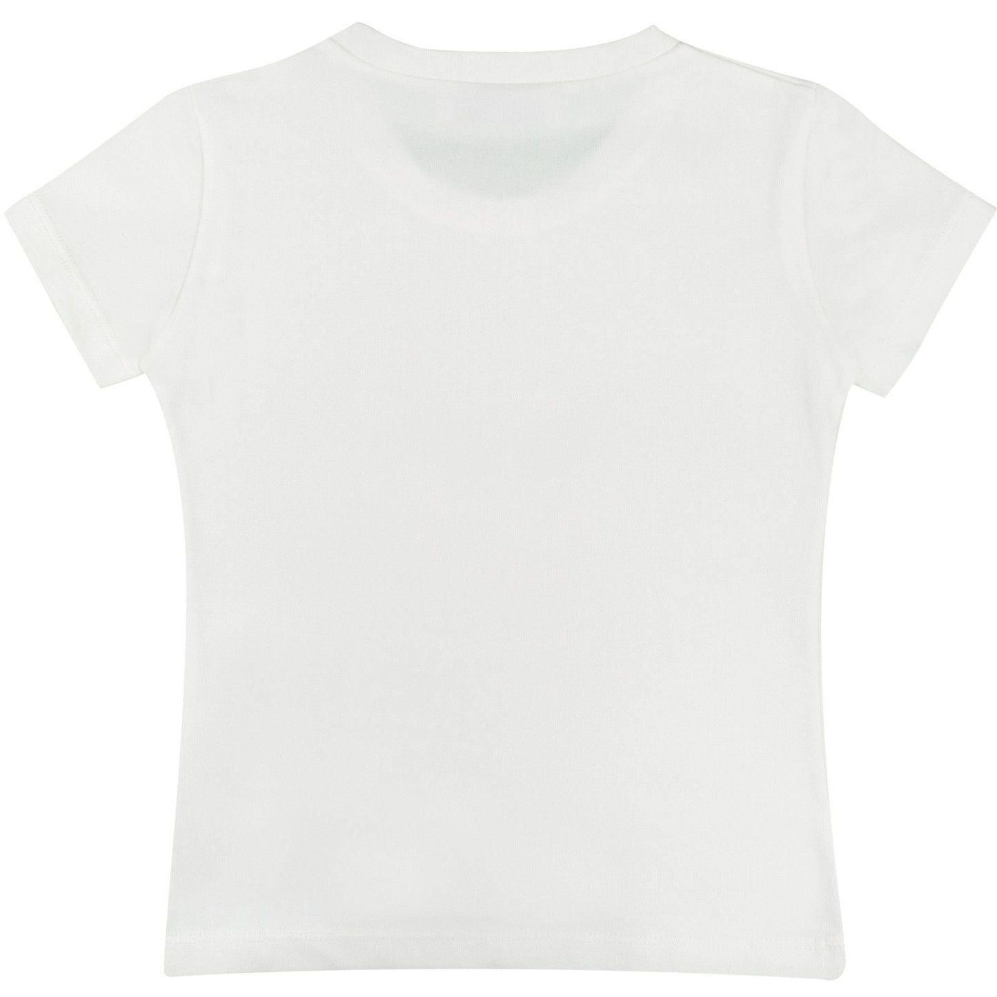 Girls Ivory T-Shirt With Gold Medusa Printed Logo