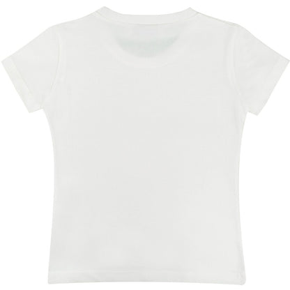 Girls Ivory T-Shirt With Gold Medusa Printed Logo