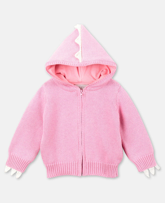 女婴粉色连帽棉开衫