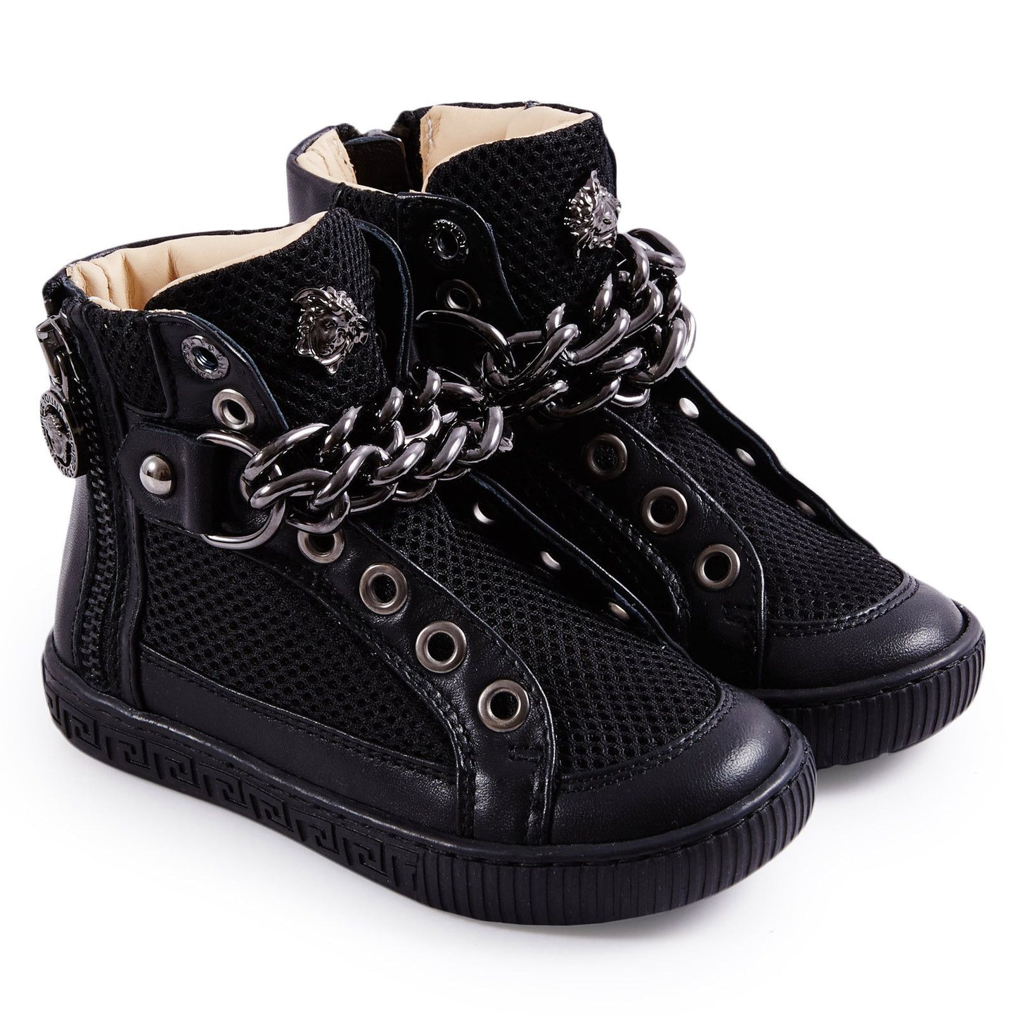 Girls Black Suede High-Top Trainers