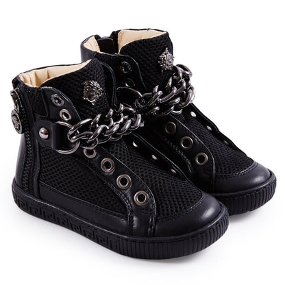 Girls Black Suede High-Top Trainers
