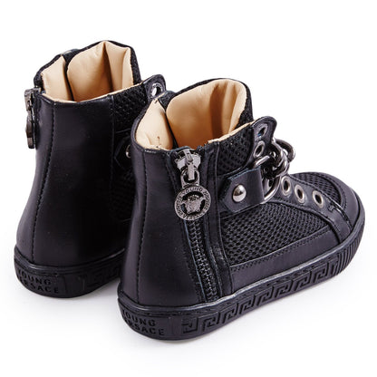 Girls Black Suede High-Top Trainers