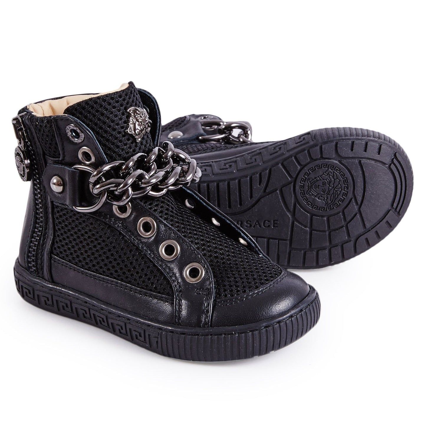 Girls Black Suede High-Top Trainers