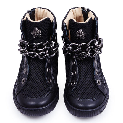 Girls Black Suede High-Top Trainers