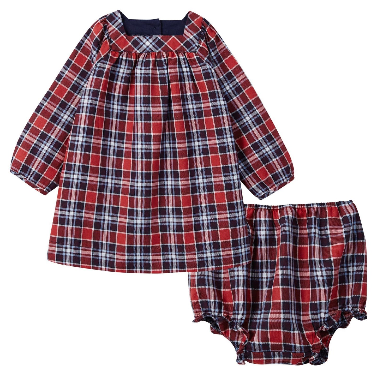 Baby Girls Red Tartan Dress With Bloomers