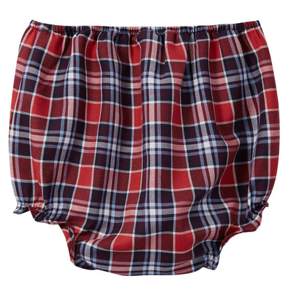 Baby Girls Red Tartan Dress With Bloomers
