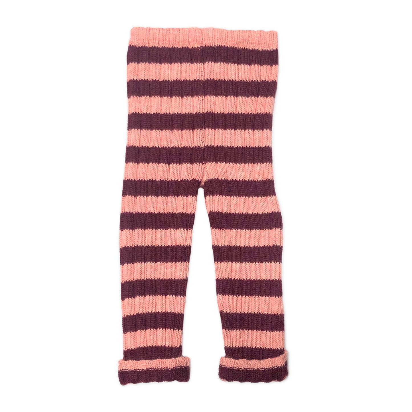 女童粉色条纹羊驼毛长裤