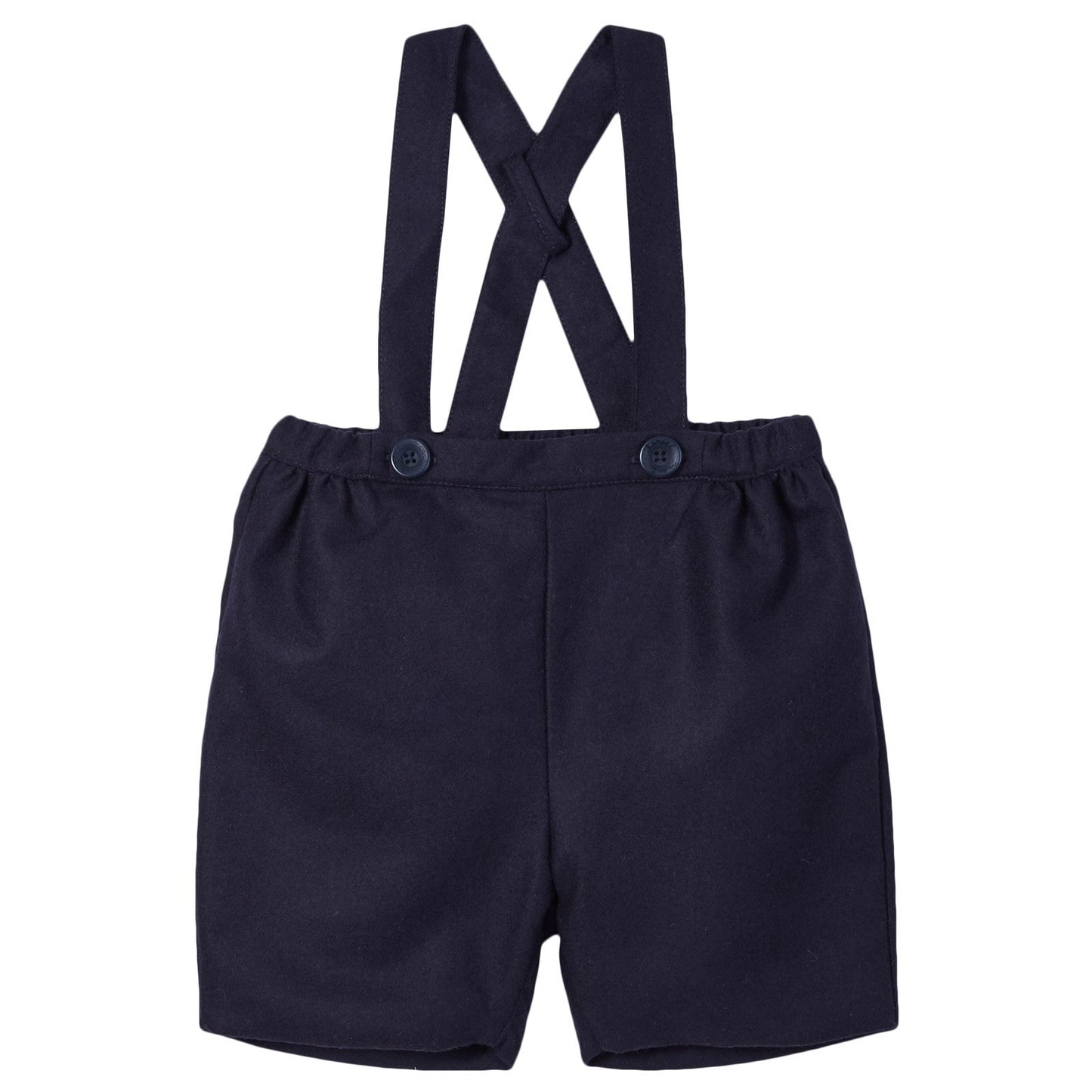Baby Boys Navy Blue Suspender Wool Short
