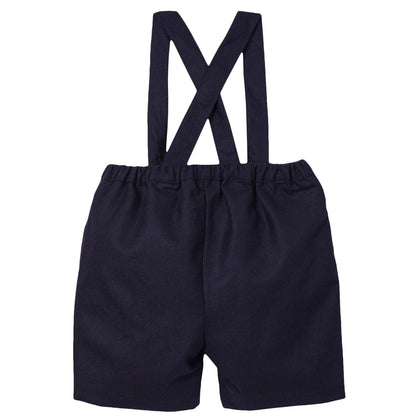 Baby Boys Navy Blue Suspender Wool Short