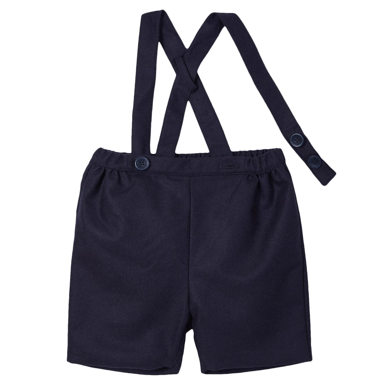 Baby Boys Navy Blue Suspender Wool Short