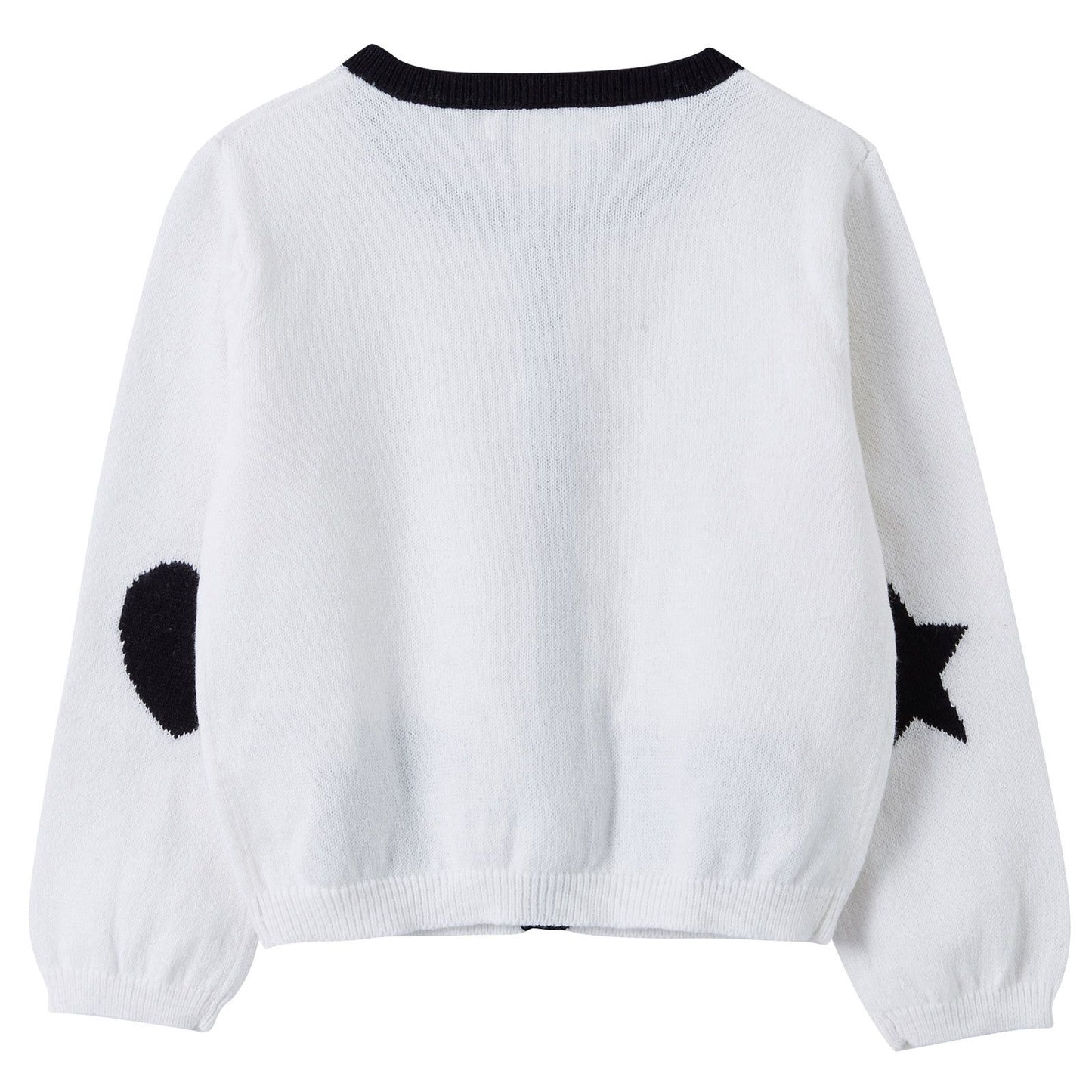 Baby Girls White Knitted Heart and Star Printed Cardigan