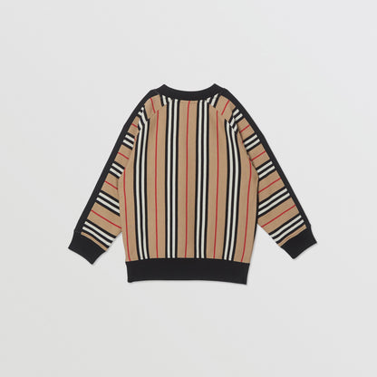 Boys Archive Beige Striped Cotton Sweatshirt