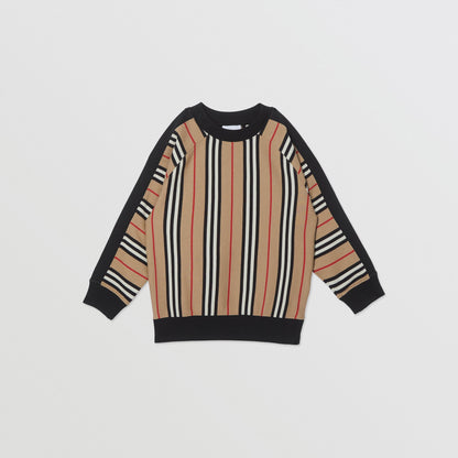 Boys Archive Beige Striped Cotton Sweatshirt