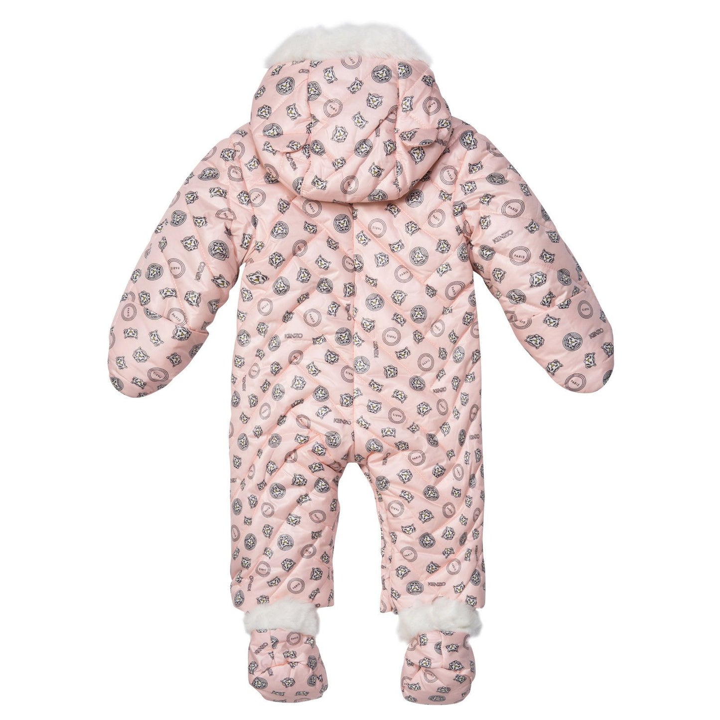 Baby Girls Red Tiger Printed Snowsuit&Bootees With Synthetic fur trims