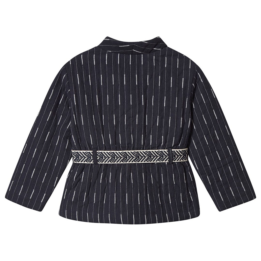 女童深蓝色条纹外套
