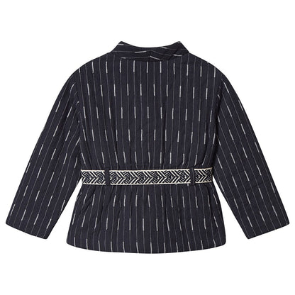 女童深蓝色条纹外套