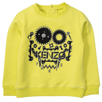 Baby Boys Lime Green Monster Embroidered Sweatshirt