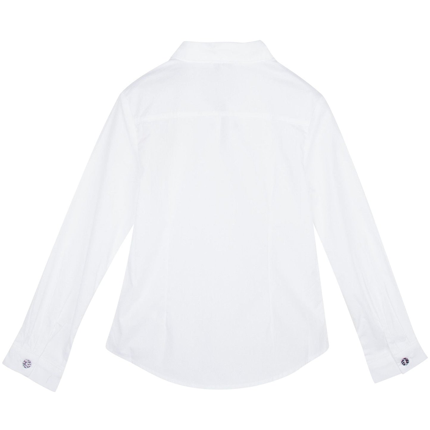Girls White Cotton Blouse With Black&White Cube Print Buttons