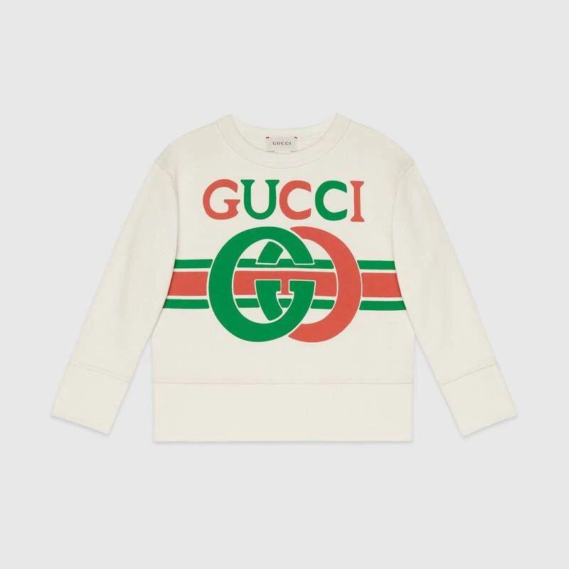 男童白色Logo棉卫衣