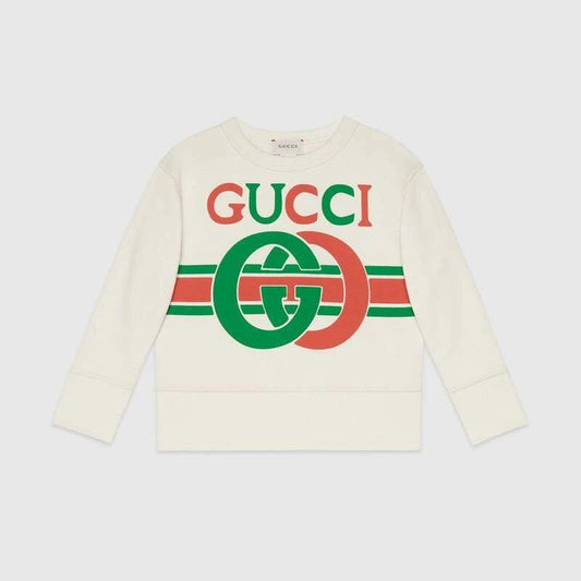 男童白色Logo棉卫衣