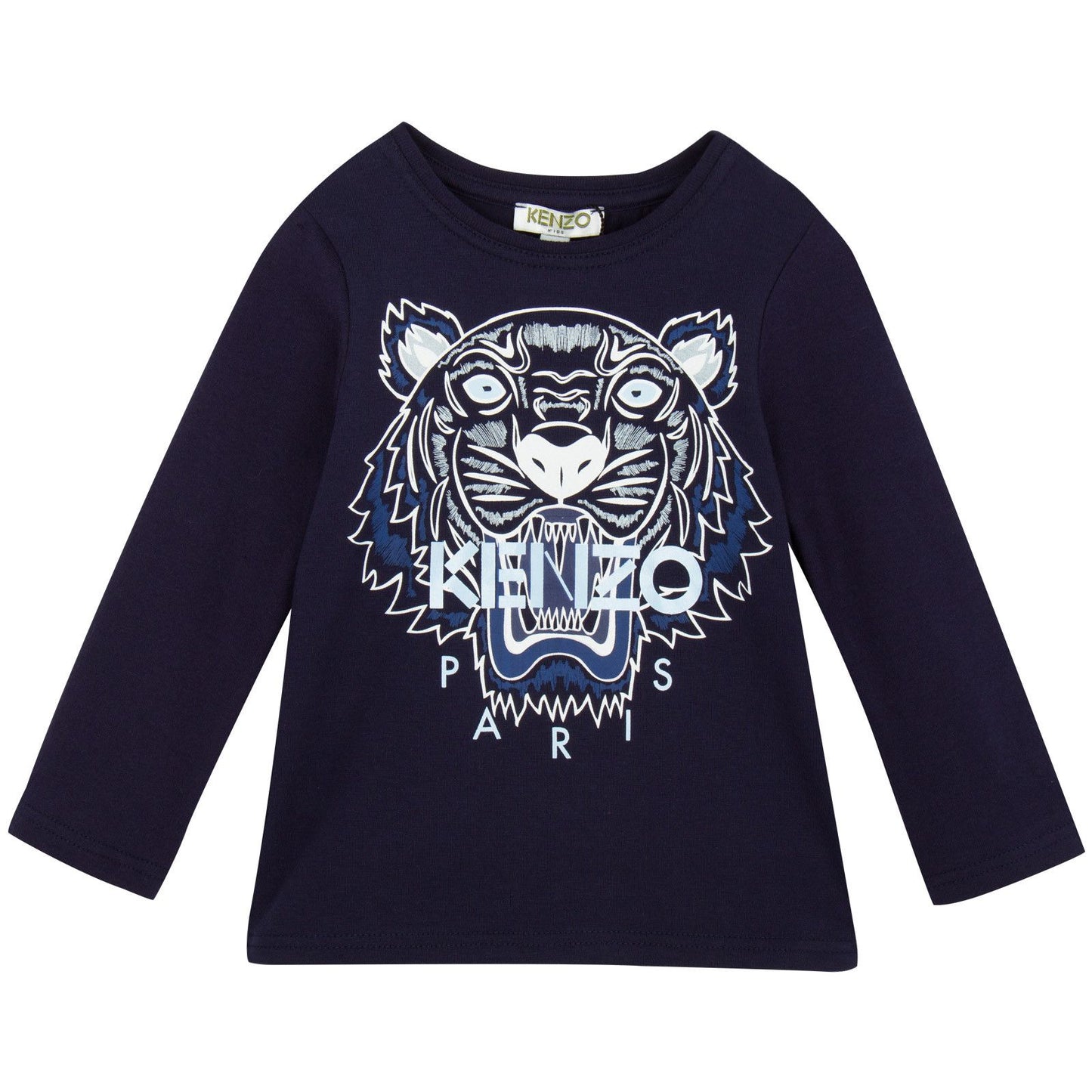Girls Navy Blue Tiger Embroidered T-Shirt