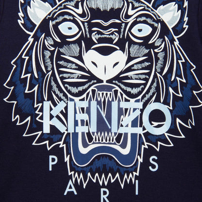 Girls Navy Blue Tiger Embroidered T-Shirt