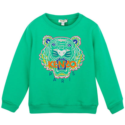 Boys Green Tiger Embroidered Sweatshirt