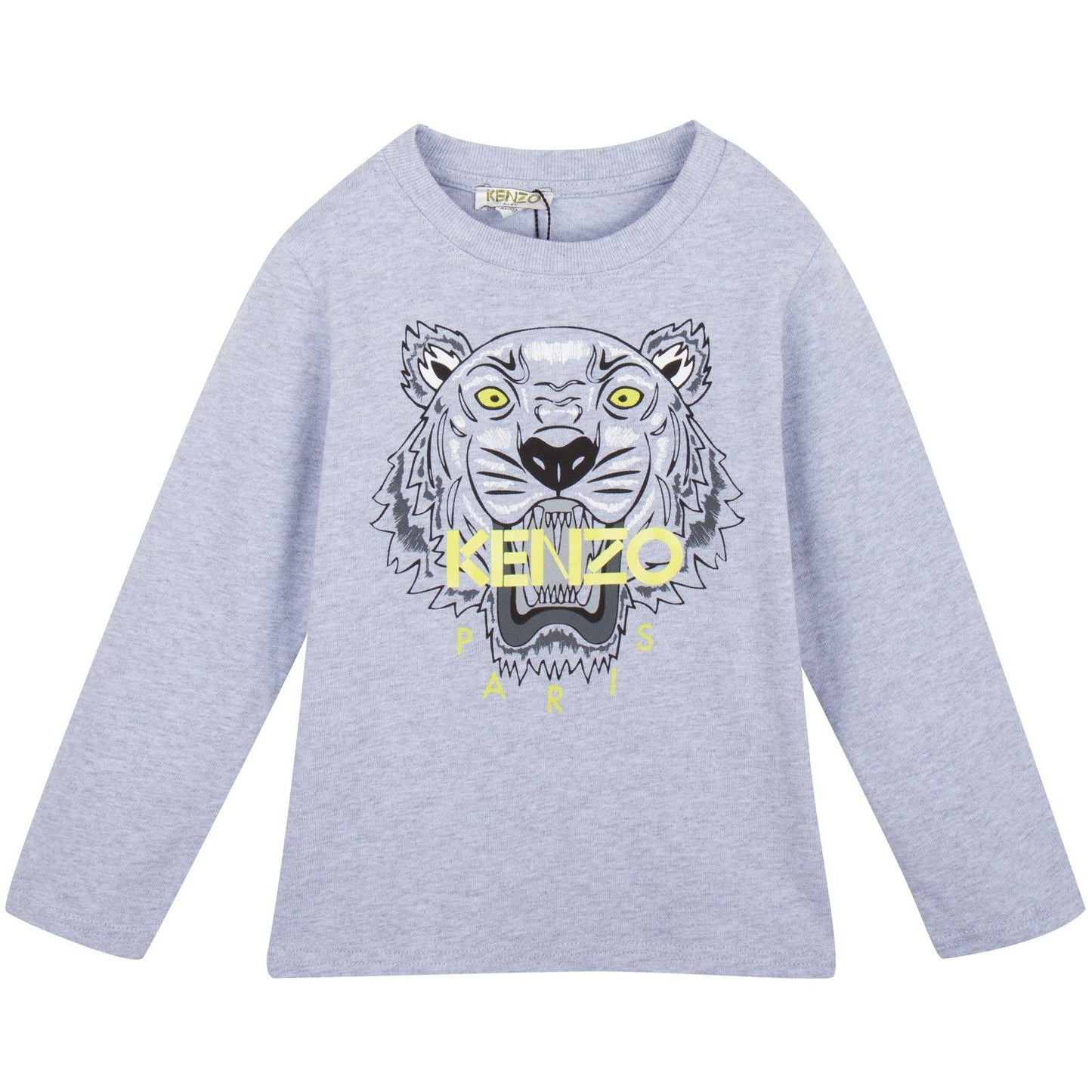 Boys Grey Tiger Embroidered Cotton Jersey T-Shirt