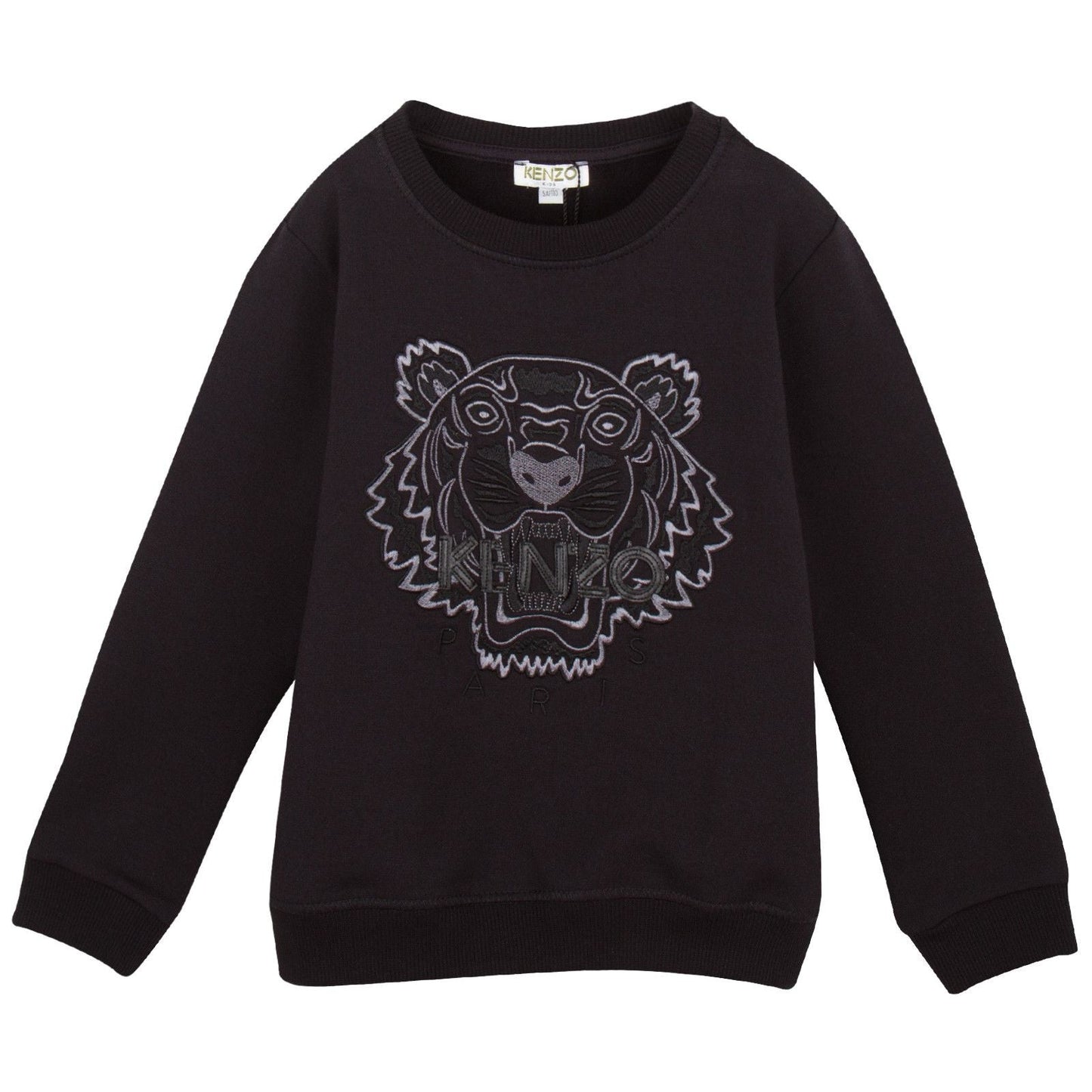 Boys Black Tiger Embroidered Jersey Sweatshirt