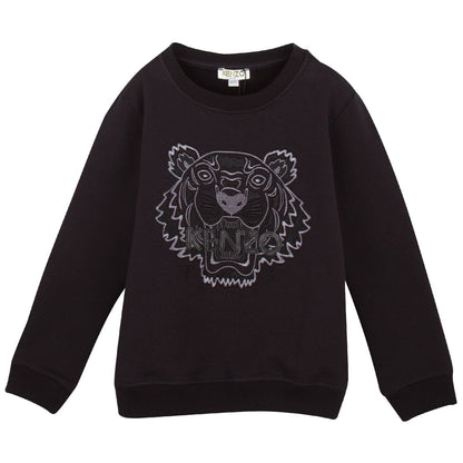 Boys Black Tiger Embroidered Jersey Sweatshirt