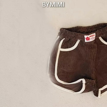 女童棕色灯芯绒短裤