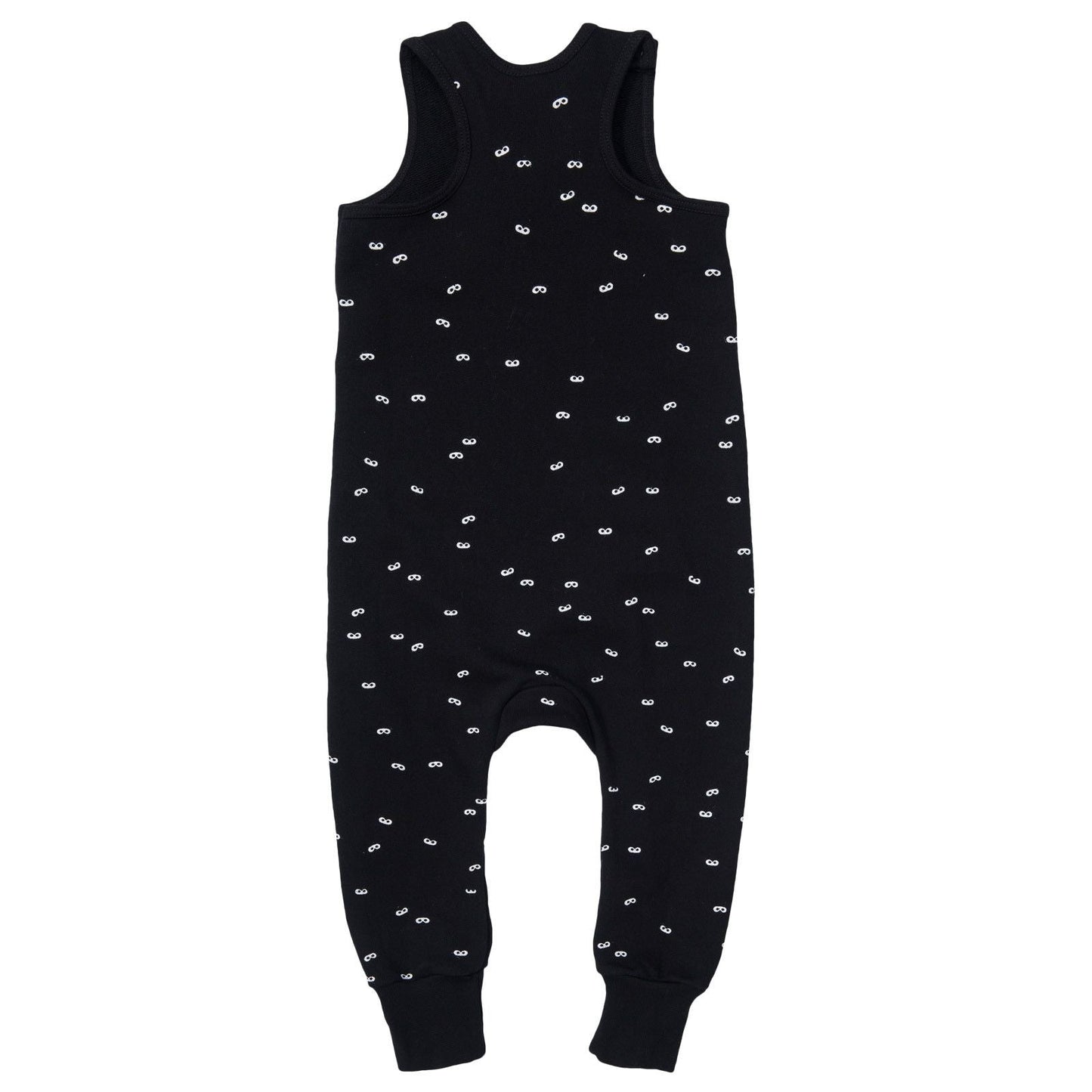 Boys&Girls Black Sleeveless Jumpsuit With White Mini Masks
