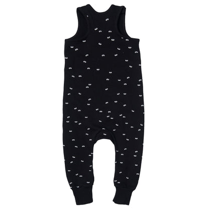 Boys&Girls Black Sleeveless Jumpsuit With White Mini Masks