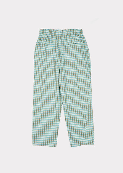 Boys & Girls Green Check Cotton Trousers