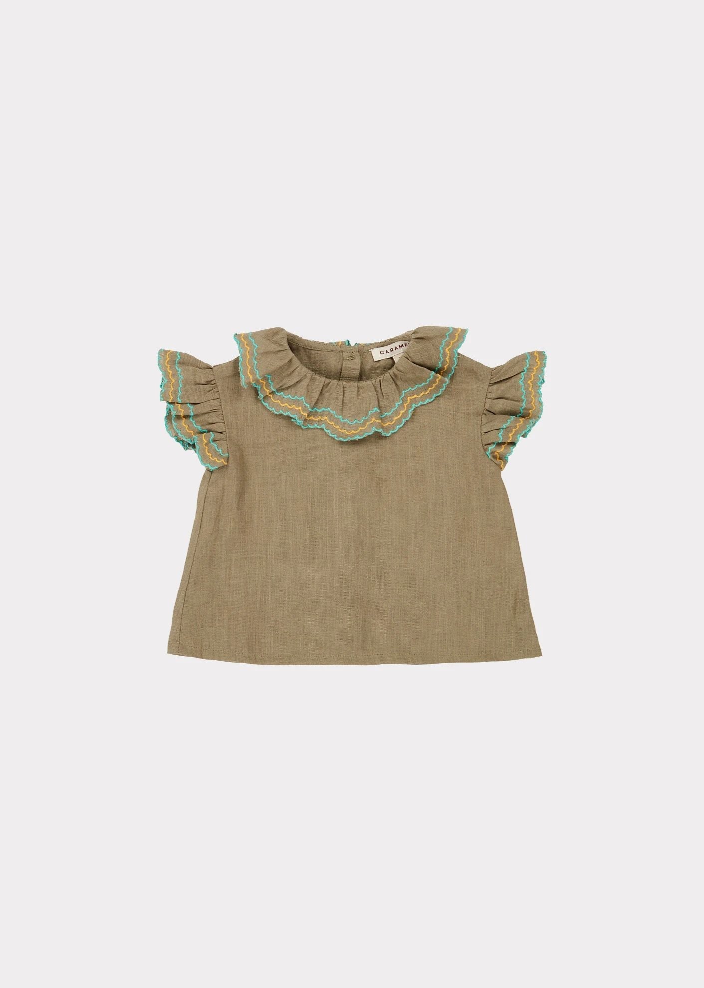 女婴深灰色褶边上衣