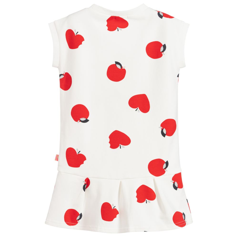 女童白色图案棉连衣裙