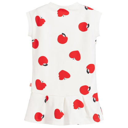 女童白色图案棉连衣裙