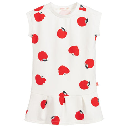 女童白色图案棉连衣裙