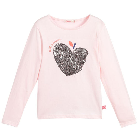 女童粉色亮片棉上衣