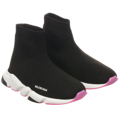 Girls Black & Pink Speed Logo Shoes
