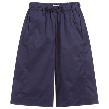 女童藏蓝色棉长裤