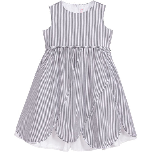 女童藏蓝色条纹棉连衣裙