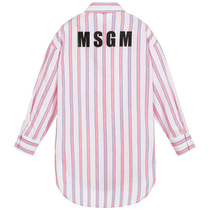 Girls Pink Striped Cotton Dress