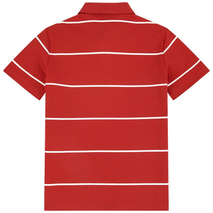 男童红色条纹棉Polo衫